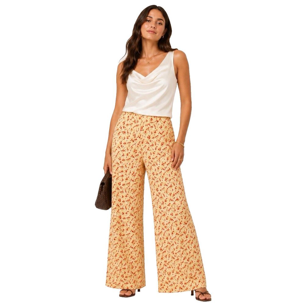 Revolve Majorelle Flare Leg Pants Sz M Boho Chic Hippie Floral Dressy High Waist